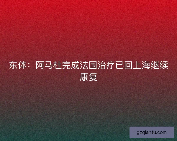 东体：阿马杜完成法国治疗已回上海继续康复