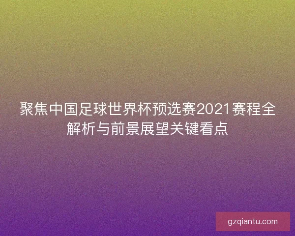 聚焦中国足球世界杯预选赛2021赛程全解析与前景展望关键看点 聚焦中国足球世界杯预选赛2021赛程全解析与前景展望关键看点